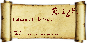 Rohonczi Ákos névjegykártya