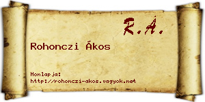 Rohonczi Ákos névjegykártya